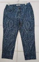 Chico&#39;s PLATINUM DENIM Jeans Pants Paisley Ankle Cotton Blend Blue Womens Sz 1.5 - £21.53 GBP