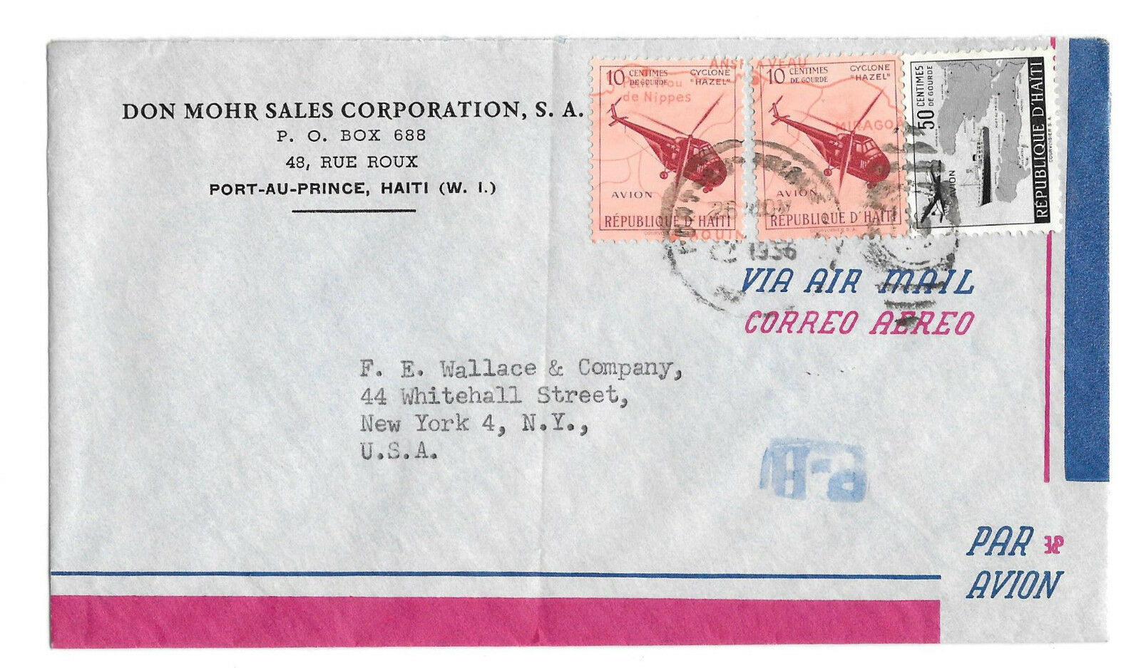 Primary image for Haiti 1956 Airmail Cover Port au Prince Duplex H Cancel to US Sc# RAC1 C100