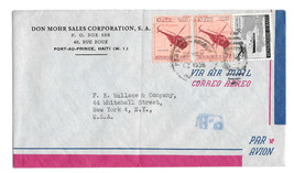 Haiti 1956 Airmail Cover Port au Prince Duplex H Cancel to US Sc# RAC1 C100 - £3.90 GBP
