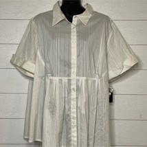 Style &amp; Co White Peplum Button Down Front Short Sleeve Plus Size Womens 20W - $39.99