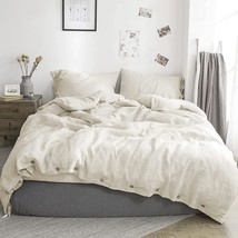 100% Belgian Flax Linen Duvet Cover King Size -3 Pieces - Natural French Country - £184.41 GBP