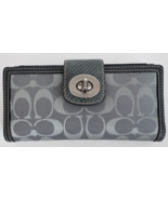 Coach Park Signature Trifold Checkbook Large Silver Gray Wallet - $1,825.75 MXN