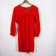 Madewell Eyelet Daybreak Dress F0952 Linen Blend Red Orange Women’s XS - $18.99