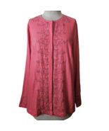 Neiman Marcus Coral Linen Beaded Embellished Blouse Size Small - £27.25 GBP