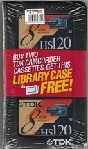 2 TDK HS120 8mm High Standard Camcorder Video Cassette W/Library Case SEALED! - £10.66 GBP