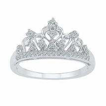 10k White Gold Round Diamond Womens Womens Crown Tiara Cocktail Band 1/5 Cttw - $329.66