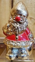 Leonard Silver Plated Zinc &amp; Red Santa Claus and Toy Bag Coin Bank Japan Vintage - £23.87 GBP