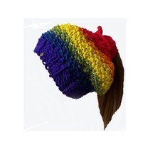 Gay Pride LGBT Knit Messy Bun Hat, Ponytail Hat, Hair Sleeve, Earmuff Pads - £18.69 GBP