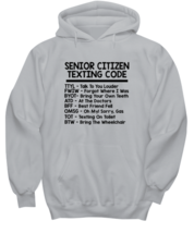 Funny Hoodie Senior Citizen Texting Code Ash-H  - £28.10 GBP