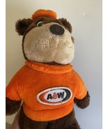 Vintage A&amp;W Rootbeer Plush Teddy Bear Orange Sweater  13&quot; Missing mouth ... - £6.20 GBP