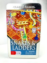 Cardinal Classic Games Snakes and Ladders in Tin Container 12x12&quot; Board New Open - £9.54 GBP
