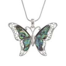 Tide Jewellery Paua Shell Filigree Butterfly Necklace Boxed - £20.61 GBP
