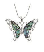 Tide Jewellery Paua Shell Filigree Butterfly Necklace Boxed - £20.16 GBP