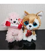 Ty Beanie Valentine Dog Lot 2 Plush Puppy Love Smootches Pink Poodle Kisses - $282.23 MXN