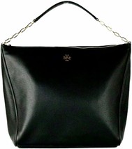 Tory Burch Womens Black Pebble Leather Carter Slouchy Hobo Bag Purse 8808-7M - £194.90 GBP