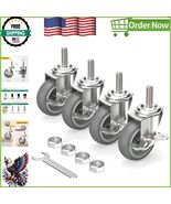 3-Inch Threaded Locking Casters Set of 4 - No Noise &amp; Non-Marring Gray W... - $627.56 MXN