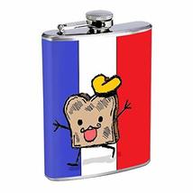 French Toast Pun Hip Flask Stainless Steel 8 Oz Silver Drinking Whiskey Spirits  - £7.78 GBP