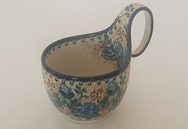 Polish Pottery Unikat 1896 Loop Handled Bowl T Nakonieczna  HandMade Blu... - $69.95