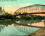 Carte Postale 1914 Frankfort Kentucky Ky Bureau de Poste Et Rivière Pont... - $11.23