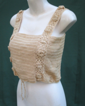 Irish Crochet Lace Crop Top Vintage Hand Crafted Art Nouveau Flowers Handmade S - £36.56 GBP