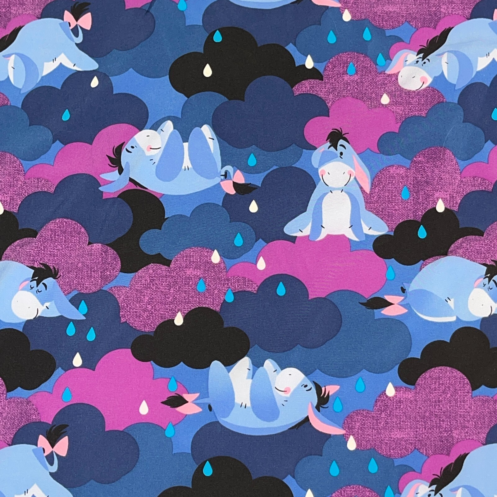 Disney Eeyore Scrub Shirt Top Sz XL Extra Large Women Purple Stretch Rain Clouds Item image 5