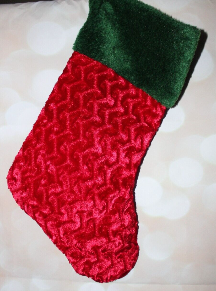 Red &amp; Green Plush Christmas Stocking 16&quot; X 9&quot; - $5.89