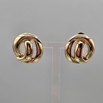 Vintage Monet Earrings Clip On Gold Tone Swirl Modernist Maximalist Stud... - $385.97 MXN