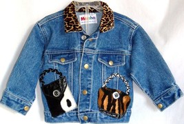 Marsha Jeans Jacket Girls Size 2  Blue Denim Animal Print Purses New - £17.49 GBP