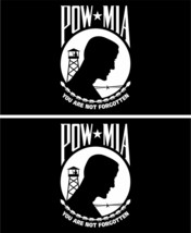 POW MIA Flag Decal x 2 - REFLECTIVE white design on black flag-Various Sizes - £3.94 GBP+