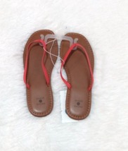 SHADE &amp; SHORE Women&#39;s Faux Leather Flip Flop Sandals &quot;CORAL&quot; (Size 7) BR... - $9.49