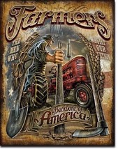 Farmers Backbone Of America Tractor Retro Man Cave Wall Art Decor Metal Sign - £12.78 GBP
