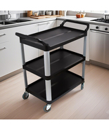 SOGA 3 Tier Food Trolley Food Waste Cart Storage Mechanic Kitchen Black ... - $187.90