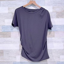 Athleta Essence Pleated Tee Black Short Sleeve Tech Jersey Knit Womens M... - $34.64