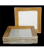6 Kohl&#39;s MONTEREY Bamboo Look Border HVY Stoneware Square Dinner Plates ... - $91.81 CAD
