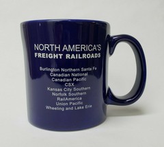 North Americas Freight Railroads Coffee Mug Blue White Half-Cup USA - £31.10 GBP