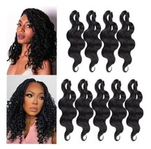 COOKOO 9 Packs Body Wave Braiding Hair 10 Inch Natural Black Pre-Feather... - $14.83