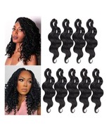 COOKOO 9 Packs Body Wave Braiding Hair 10 Inch Natural Black Pre-Feather... - £11.66 GBP