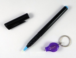 Invisible Ink Pen with UV Flashlight LED Black Light Reactive Secret Mar... - £15.74 GBP