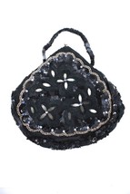VTG 1940s Purse Black Beaded/Sequins Teardrop Shape WW2 Belgium Evening Bag - $39.20