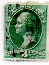 Scott    #147 -  1870 3c Washington, green Used Postage stamp - £2.36 GBP