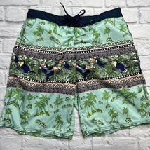 Route 66 Men&#39;s Swim Trunks/Shorts Size L Tropical Print Toucan Birds - £15.88 GBP