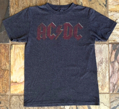 AC DC  T-Shirt - Charcoal - Lightning Bolt Logo - Mens S - Rock Band Tee - £14.77 GBP