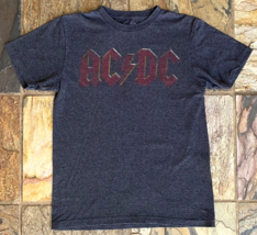 AC DC  T-Shirt - Charcoal - Lightning Bolt Logo - Mens S - Rock Band Tee - £13.98 GBP