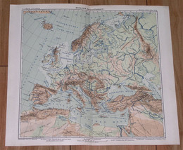 1901 Antique Physical Map Of Europe Mountains Rivers - £13.36 GBP