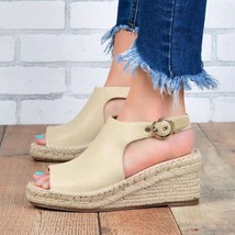 Women&#39;s Espadrille Wedges Ankle Buckle Sandals Comfortable Slippers Ladies Women - £27.52 GBP