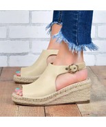 Women&#39;s Espadrille Wedges Ankle Buckle Sandals Comfortable Slippers Ladi... - £27.36 GBP