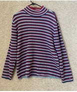 Vintage Tommy Hilfiger Woman Signature Striped High Neck Knit Sweater Si... - $39.64 CAD
