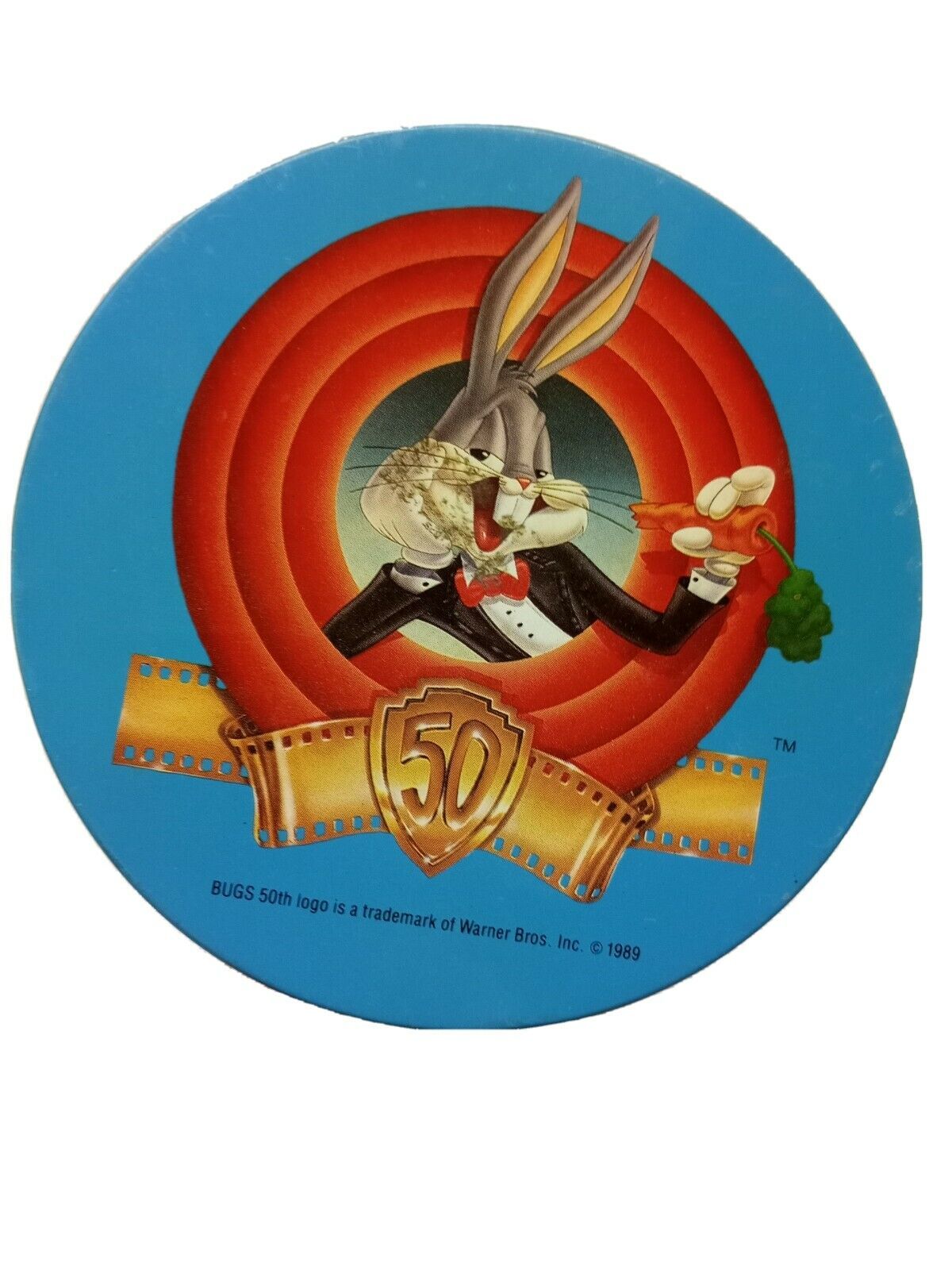 1989 Looney Tunes 50th Birthday Bugs Bunny Brachs Jelly Bean Metal Tin Container - $6.68