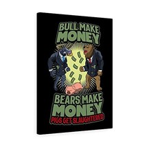 Stock Market Wall Art Gifts for Trader Bulls Bears Pigs Canvas Wall Stre... - £108.24 GBP