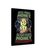 Stock Market Wall Art Gifts for Trader Bulls Bears Pigs Canvas Wall Stre... - $138.59